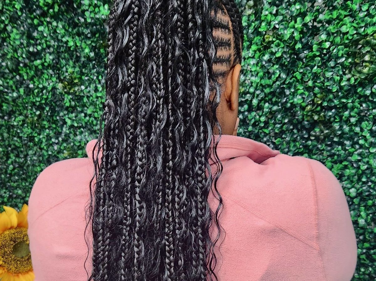 Boho braids with curly ends